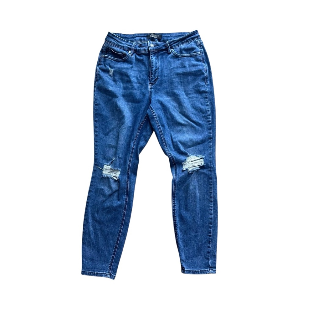 Judy‎ Blue Women’s Skinny Jeans Size 14W Distressed Stretch Denim Dark Wash